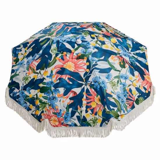 Premium Sun Protection Outdoor Fringed Wooden Beach Umbrella with Tassels