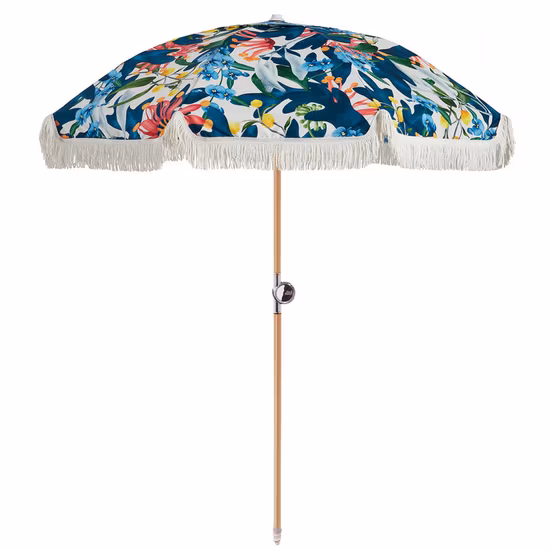 Premium Sun Protection Outdoor Fringed Wooden Beach Umbrella with Tassels