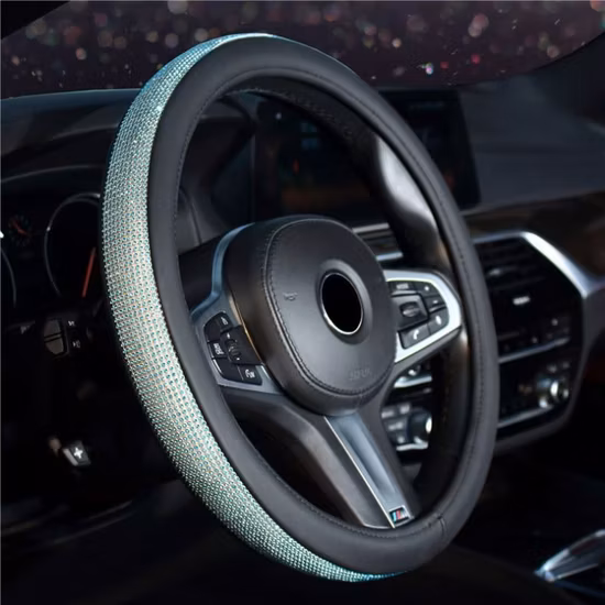 Accessori per bandana verde personalizzata in fibra di carbonio Coprivolante per auto da barca con decorazione in legno scuro caldo in pelle scamosciata da donna